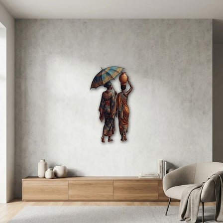 Etnik Afrika Kadınları Metal Tablo 28x50 cm