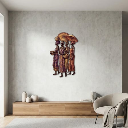 Renkli Afrikalı Kadınlar Metal Tablo 40x65 cm