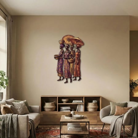 Renkli Afrikalı Kadınlar Metal Tablo 50x80 cm