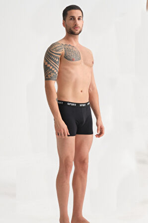 Erkek 6'lı Kutu Pamuklu,Esnek Siyah Penye Boxer