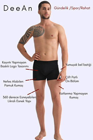 Erkek 6'lı Kutu Pamuklu,Esnek Siyah Penye Boxer