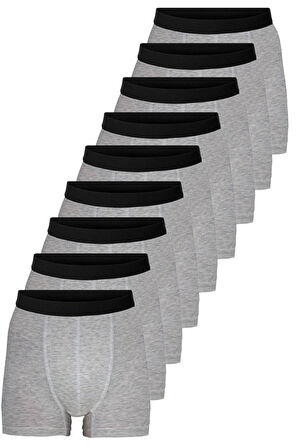 Gri Erkek 9'lu Paket Pamuklu Boxer