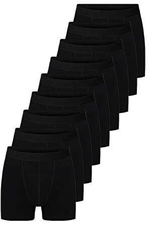 Siyah Erkek 9'lu Paket Pamuklu Boxer