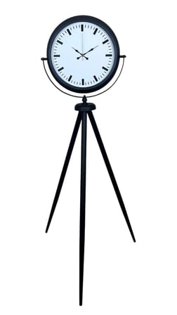 Siyah & Beyaz Saf Sade Tasarım Tripod Ayaklı Saat iegxx