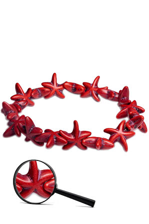 Sertifikalı Yıldız Kesim Kırmızı Kıl Mercan Taşı Bileklik