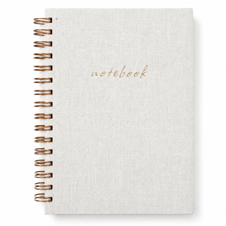 A5 Keten Kapaklı Spiralli Çizgili Defter 160 Sayfa 110 Gr Ivory Kâğıt Bakır Spiral – Bej