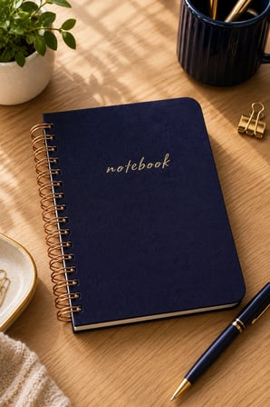 A5 Mor Keten Kapaklı Oval Kenar Spiralli Çizgili Defter 160 Sayfa 110 Gr Ivory Kâğıt Bakır Spiral