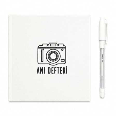 Anı Defteri ve Fotoğraf Albümü 17x17 cm Siyah Sayfalı 10 Yaprak – Beyaz Jel Kalem Hediyeli