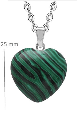 Sertifikalı Kalp Model Gerçek Malahit Taşı Kolye