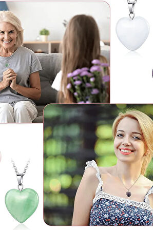 Sertifikalı Kalp Model Gerçek Malahit Taşı Kolye