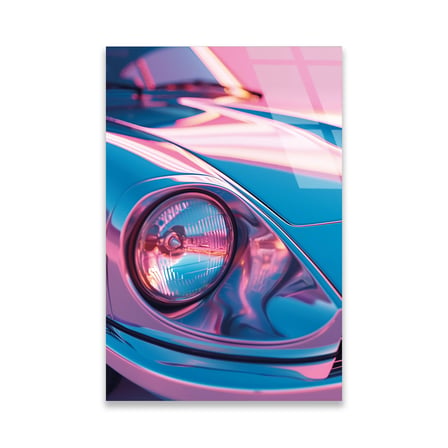Pastel Porsche Far Yakın Plan Cam Tablo 35x50 cm