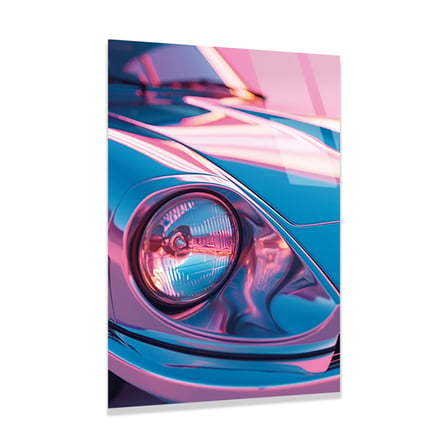 Pastel Porsche Far Yakın Plan Cam Tablo 35x50 cm