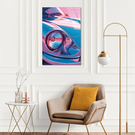 Pastel Porsche Far Yakın Plan Cam Tablo 35x50 cm