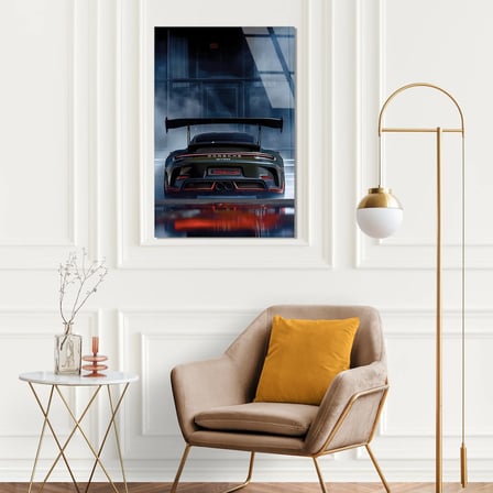 Siyah Porsche GT Arka Duman Cam Tablo 35x50 cm