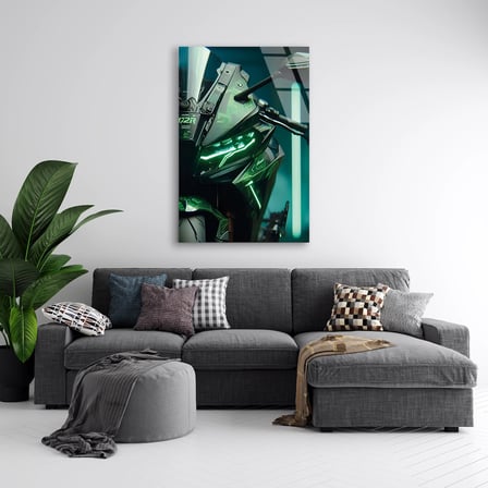 Yeşil Kawasaki Ninja Neon Cam Tablo 50x70 cm