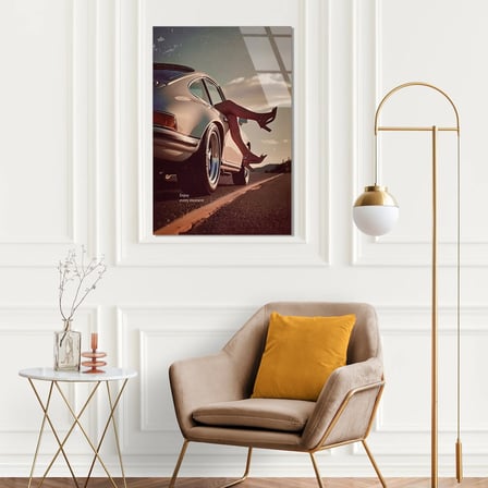 Klasik Porsche 911 Gün Batımı Cam Tablo 35x50 cm