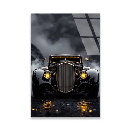 Siyah Hot Rod Vintage Cam Tablo 80x125 cm