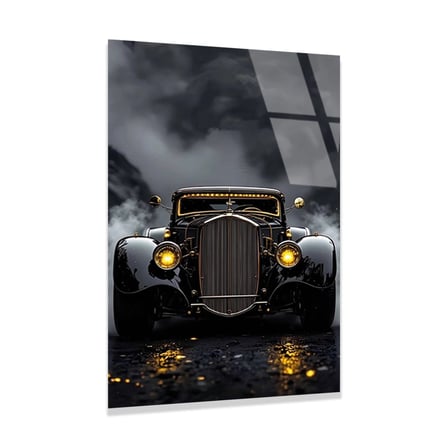 Siyah Hot Rod Vintage Cam Tablo 80x125 cm