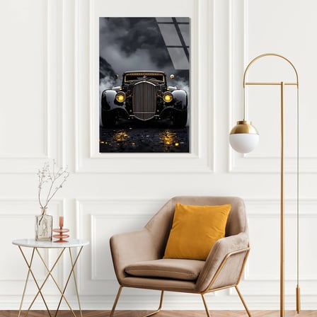 Siyah Hot Rod Vintage Cam Tablo 80x125 cm
