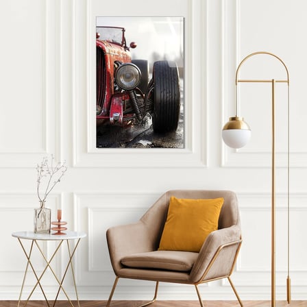 Kırmızı Hot Rod Detay Cam Tablo 80x125 cm