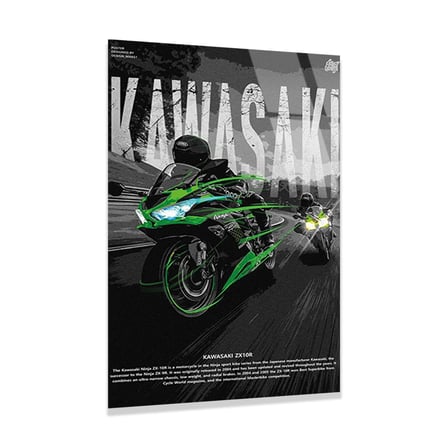 Kawasaki Ninja Yeşil Poster Cam Tablo 35x50 cm