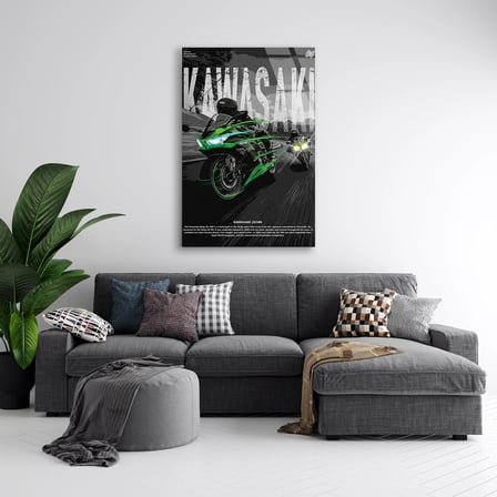 Kawasaki Ninja Yeşil Poster Cam Tablo 35x50 cm