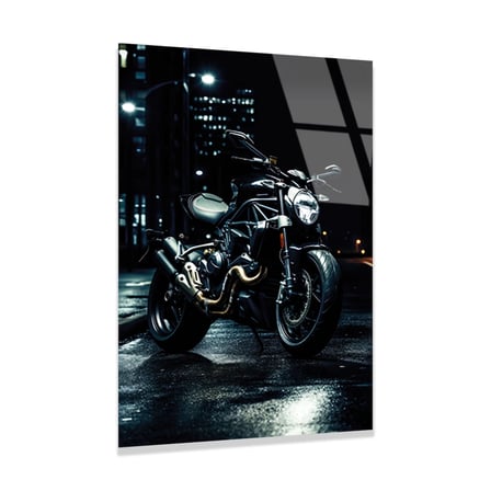 Streetfighter Motosiklet Gece Cam Tablo 35x50 cm