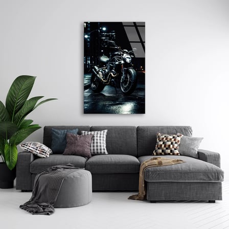 Streetfighter Motosiklet Gece Cam Tablo 35x50 cm