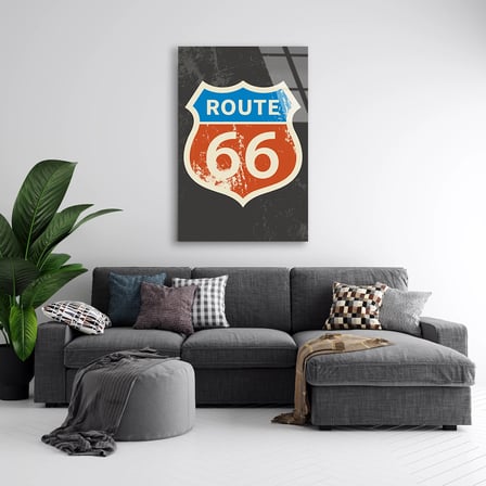 Route 66 Tabela Vintage Cam Tablo 80x125 cm