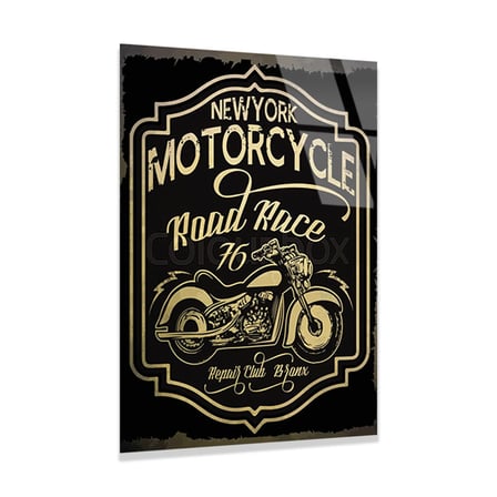 New York Motorcycle Vintage Poster Cam Tablo 35x50 cm