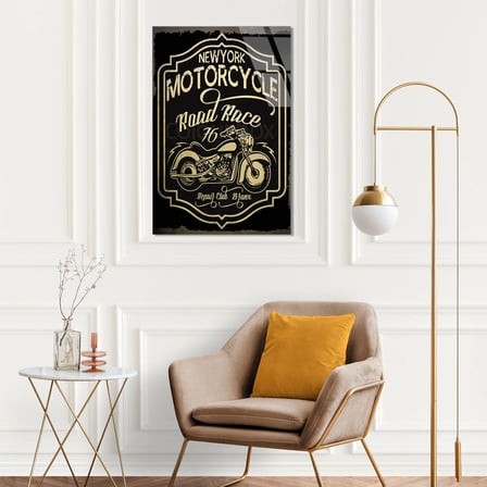 New York Motorcycle Vintage Poster Cam Tablo 35x50 cm
