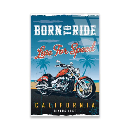 Born to Ride California Motor Posteri Cam Tablo 35x50 cm