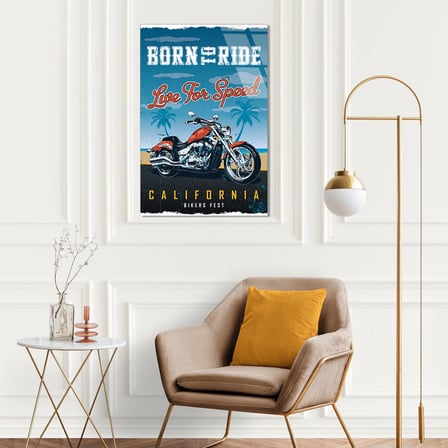 Born to Ride California Motor Posteri Cam Tablo 35x50 cm