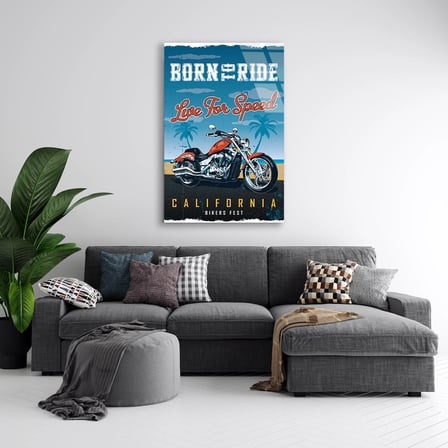 Born to Ride California Motor Posteri Cam Tablo 35x50 cm