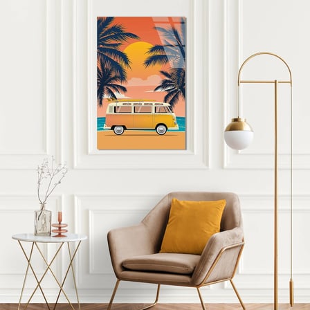 VW Minibüs California Gün Batımı Cam Tablo 35x50 cm