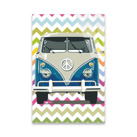VW Minibüs Barış Retro Cam Tablo 35x50 cm