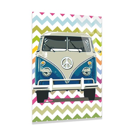 VW Minibüs Barış Retro Cam Tablo 35x50 cm