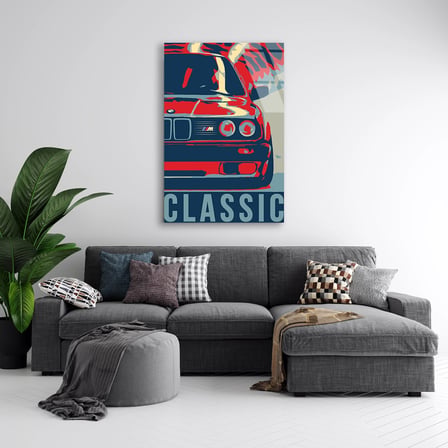 BMW M Klasik Pop Art Cam Tablo 80x125 cm