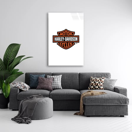 Harley Davidson Logo Cam Tablo 35x50 cm