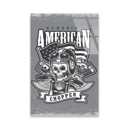 Classic American Chopper Kurukafa Cam Tablo 35x50 cm