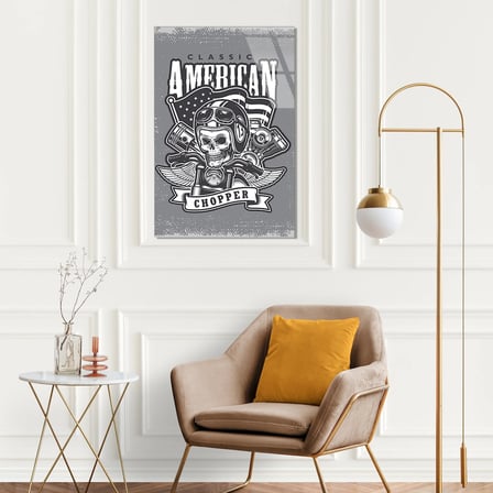 Classic American Chopper Kurukafa Cam Tablo 35x50 cm