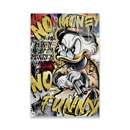 Zengin Ördek No Money No Funny Grafiti Cam Tablo 35x50 cm