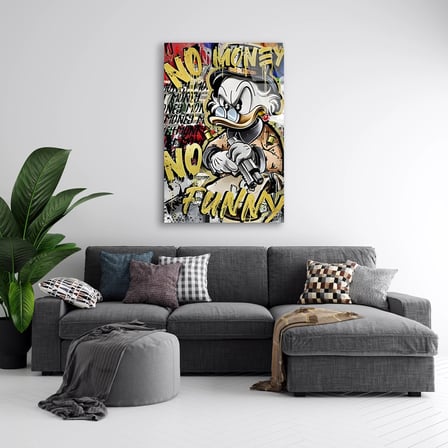 Zengin Ördek No Money No Funny Grafiti Cam Tablo 35x50 cm