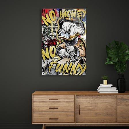 Zengin Ördek No Money No Funny Grafiti Cam Tablo 35x50 cm