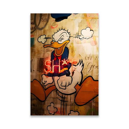 Öfkeli Ördek Sokak Sanatı Grafiti Cam Tablo 35x50 cm