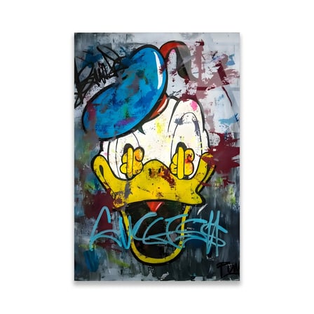 Ördek Grafiti Splash Pop Art Cam Tablo 35x50 cm