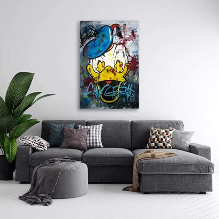 Ördek Grafiti Splash Pop Art Cam Tablo 35x50 cm