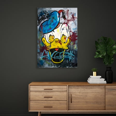 Ördek Grafiti Splash Pop Art Cam Tablo 35x50 cm
