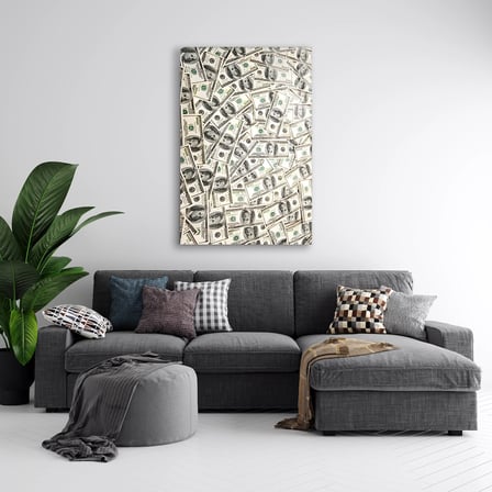 Dolar Banknot Deseni Cam Tablo 35x50 cm