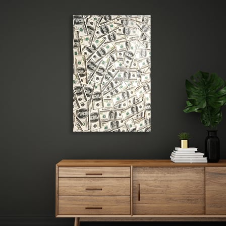 Dolar Banknot Deseni Cam Tablo 35x50 cm
